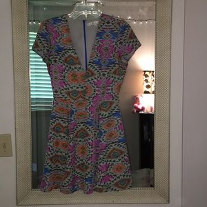 Plunging Neck Line Skater Dress